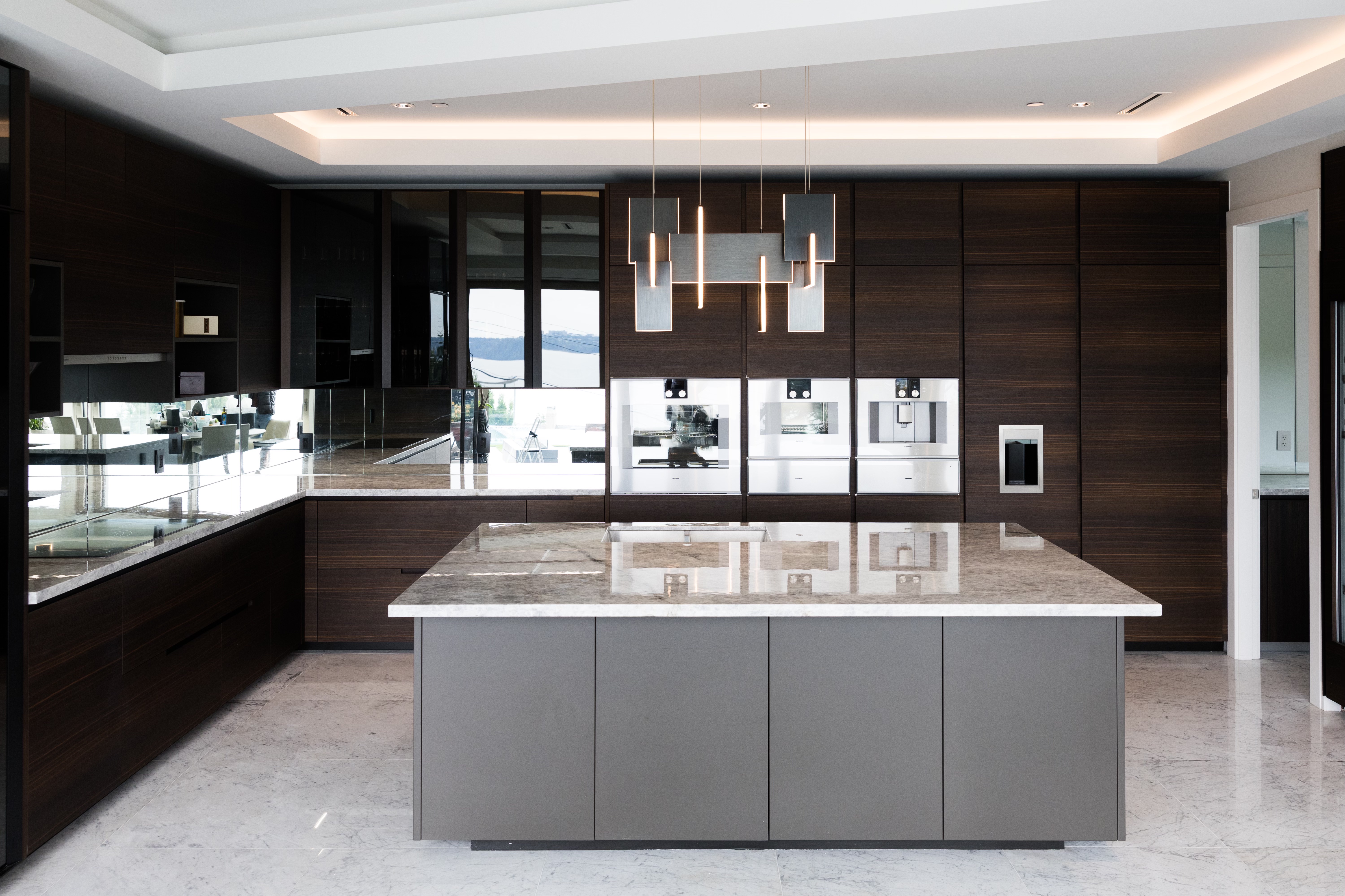 Luxury kitchen with natural stone countertops