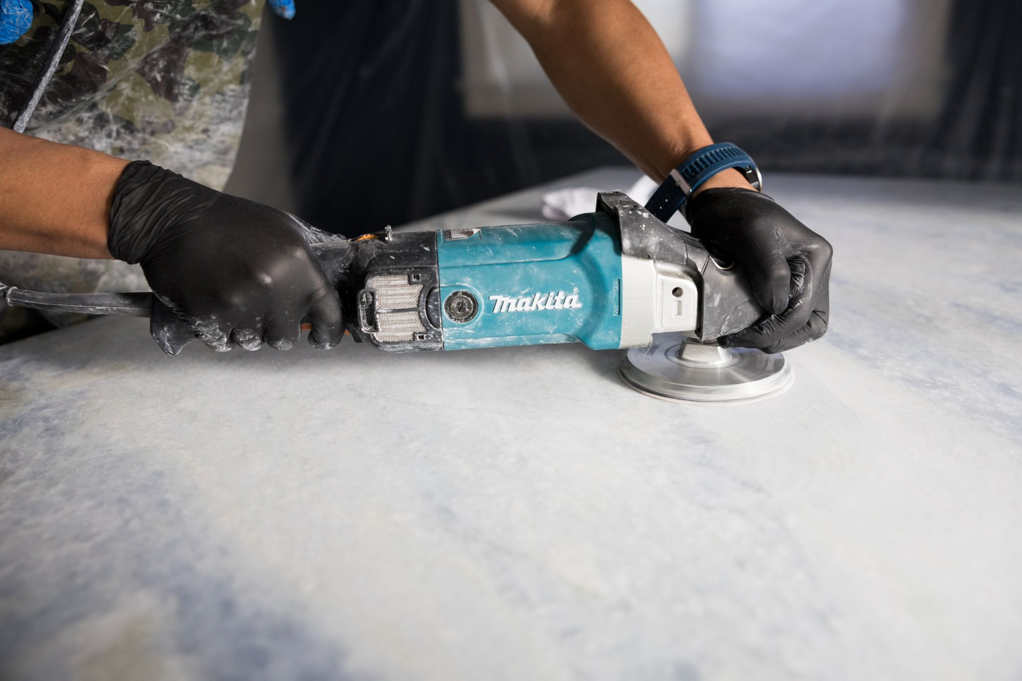 Technician applying protection